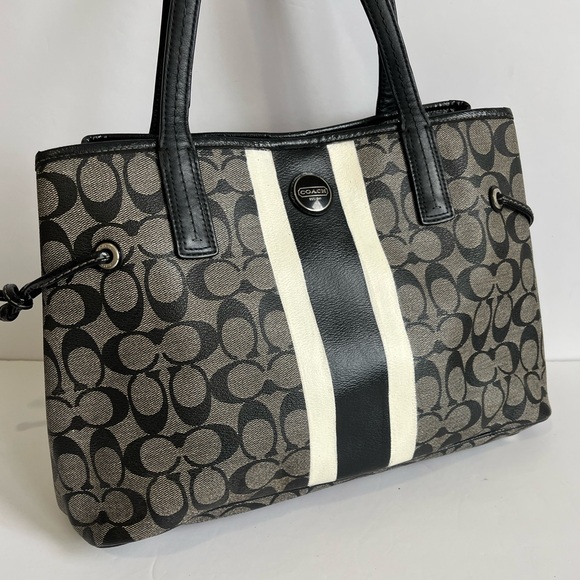 Coach black signature logo shoulder tote bags F22908 - Picture 2 of 11